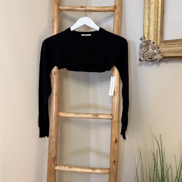 STEELE LONG SLEEVE CREW NECK SHRUG BOLERO BLACK PIECE ONLY XS NWT - Picture 1 of 9